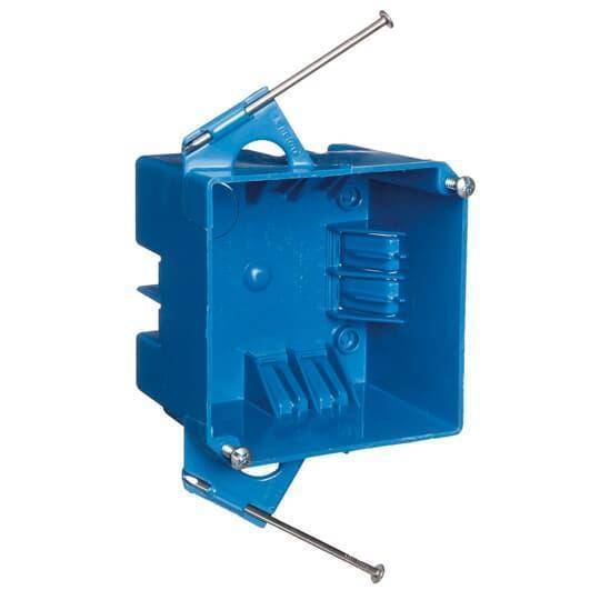 Carlon® B432ARR-UPC New Work Square Outlet Box, Thermoplastic, 32 cu-in Capacity, 2 Gangs, (1) Knockouts, 4 in H x 4 in W x 2-5/8 in D