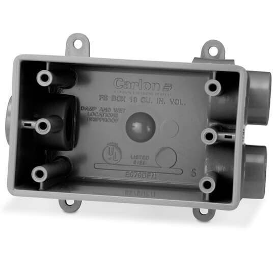 Carlon® E979DFN-8-HD Type FSCC Non-Metallic Rigid Device Box, PVC, 18 cu-in Capacity, 1 Gang, 6.08 in L x 2.8 in W x 2.42 in D