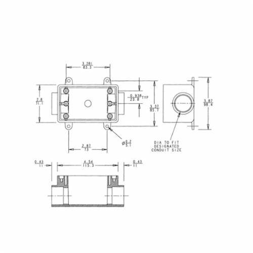 Carlon® E9811EN Type FDC Deep Style Non-Metallic Rigid Device Box, 25 cu-in Capacity, 1 Gangs, 2 Outlets, 1 Knockouts, 4.54 in L x 2.8 in W