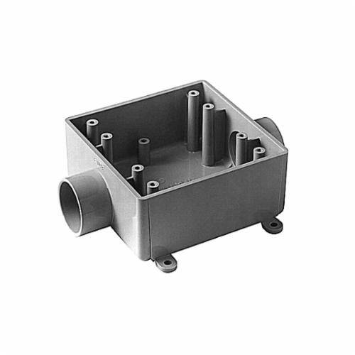 Carlon® E9812D F Series Type 2FSC Non-Metallic Rigid Shallow Style Device Box, PVC, 32 cu-in Capacity, 2 Gangs, 2 Outlets, 1 Knockouts, 4.62 in L x 4.62 in W x 1.98 in D