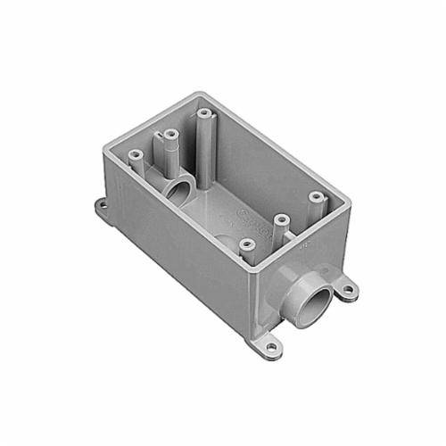Carlon® E981EFN Type FSC Non-Metallic Rigid Shallow Style Device Box, PVC, 18 cu-in Capacity, 1 Gangs, 2 Outlets, 1 Knockouts, 4.54 in L x 2.8 in W x 2.3 in D