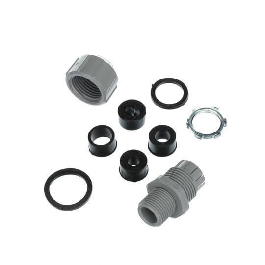 Carlon® SRTC-050 Strain Relief Threaded Non-Metallic Sheathed Cable Connector, 1/2 in Trade, PVC