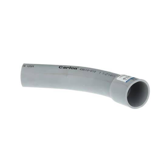 Carlon® UA7AHCB SCH 40 Integral Belled End Standard Radius Conduit Elbow, 1-1/2 in Trade, 45 deg, PVC