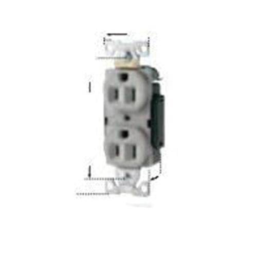 EATON Arrow Hart 5252W Straight Blade Duplex Receptacle, 125 VAC, 15 A, 2 Poles, 3 Wires, White