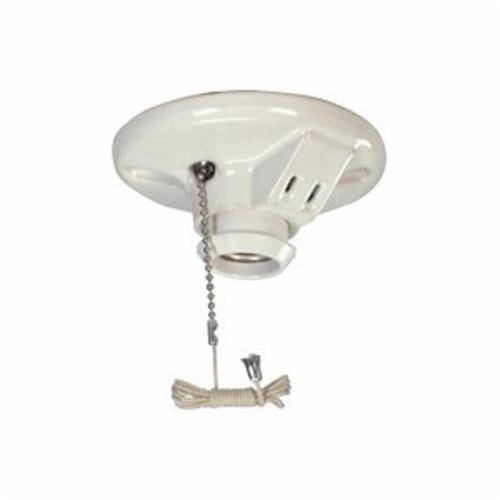 EATON Wiring Devices Arrow Hart™ 667-SP 2-Piece Ceiling Receptacle Lampholder With 2-Pole 3-Wire Outlet and Pull Chain Switch Lamp, 660 W Lamp, 125 VAC, 15 A, Medium