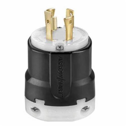 EATON Eaton Wiring Devices Arrow Hart™ Hart-Lock® Safety Grip™ AHL1430P Straight Locking Plug, 125/250 VAC, 30 A, 3 Poles, 4 Wires, Yellow