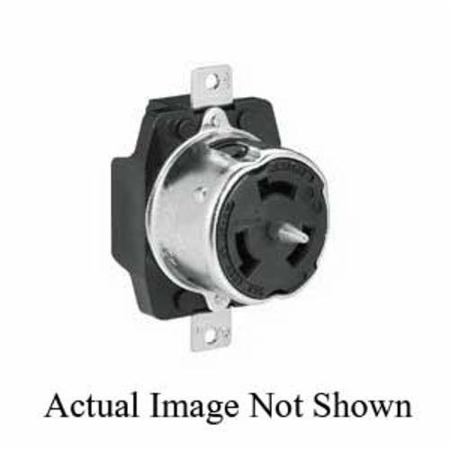 EATON CS6369 Single Locking Receptacle, 125/250 VAC, 50 A, 3 Poles, 4 Wires, Black