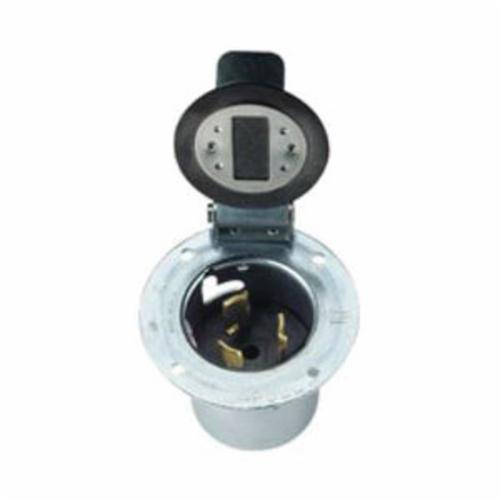 EATON Arrow Hart™ Hart-Lock® Eaton Wiring Devices CS6375 California Standard Locking Flanged Inlet, 125/250 VAC, 50 A, 3 Poles, 4 Wires, Steel