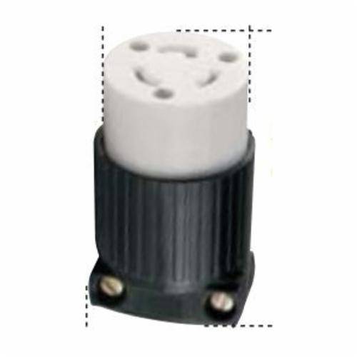 EATON Arrow Hart™ Eaton Wiring Devices L520C Locking Connector, 125 VAC, 20 A, 2 Poles, 3 Wires, Black/White