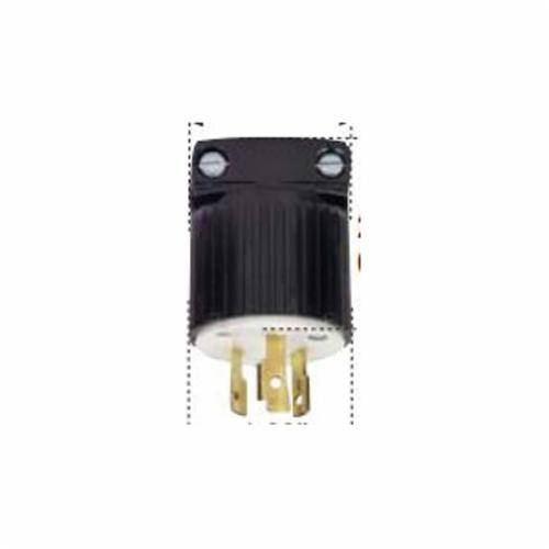 EATON Eaton Wiring Devices Arrow Hart™ L520P Grounding Straight Locking Plug, 125 VAC, 20 A, 2 Poles, 3 Wires, Black/White