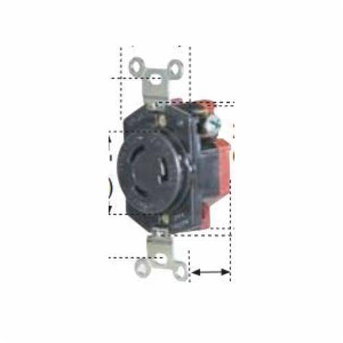 EATON Wiring Devices Arrow Hart™ L520R Single Locking Receptacle, 125 VAC, 20 A, 2 Poles, 3 Wires, Black
