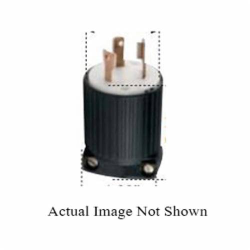 EATON Wiring Devices Arrow Hart™ L530P Locking Plug, 125 VAC, 30 A, 2 Poles, 3 Wires, Black/White