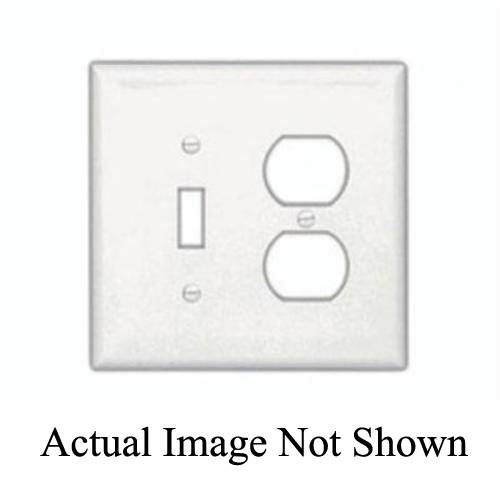 EATON Arrow Hart™ Eaton Wiring Devices PJ18BK Mid-Sized Combination Wallplate, 2 Gangs, 4.87 in H x 4.94 in W, Polycarbonate/Thermoplastic, Black