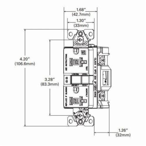 Eaton Wiring Devices TWRSGF20W TWRSGF Tamper/Weather-Resistant Duplex GFCI Receptacle, 125 VAC, 20 A, 2 Poles, 3 Wires, White