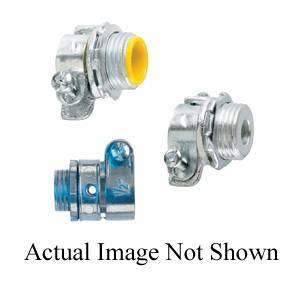 EATON Crouse-Hinds 722 Non-Insulated Straight Squeeze Connector, 4 in Trade, 4-19/32 in Cable Openings, For Use With Flexible Metallic Conduit Fitting, Malleable Iron, Zinc Plated
