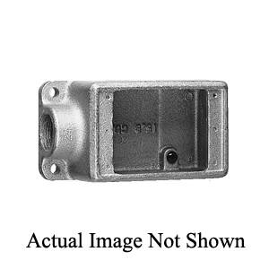 EATON Crouse-Hinds Condulet® FSC2 2-Entry Feed-Through Shallow Device Box With Mounting Lug And Ground Screw, 3/4 in Trade, 1 Gang, Feraloy® Iron Alloy, Aluminum Acrylic Painted/Electro-Galvanized