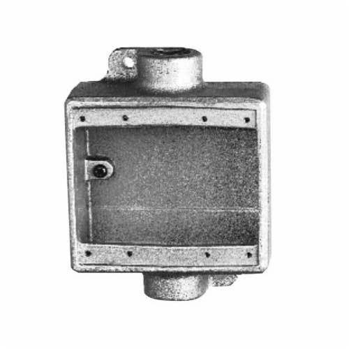 EATON Crouse-Hinds Condulet® FDC222 2-Entry Deep Device Box, 3/4 in Trade, 2 Gangs, Feraloy® Iron Alloy, Aluminum Acrylic Painted/Electro-Galvanized