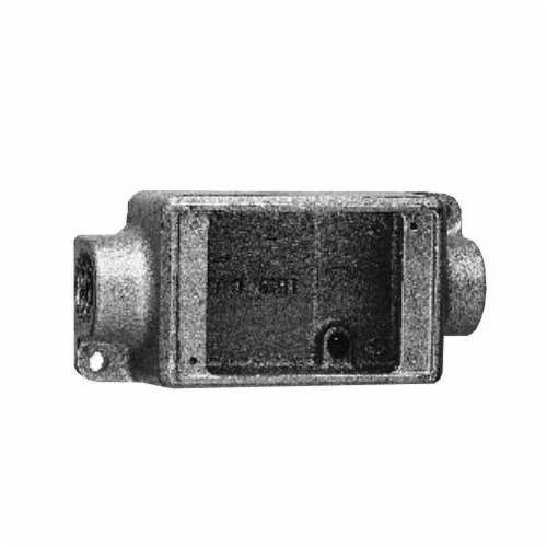 Crouse-Hinds Condulet® FDC2 2-Entry Type FDC Deep Feed-Through Conduit Device Box With Mounting Lug, Ground Screw, 3/4 in Trade, 1 Gang, Feraloy Iron Alloy, Electrogalvanized/Aluminum Acrylic Painted