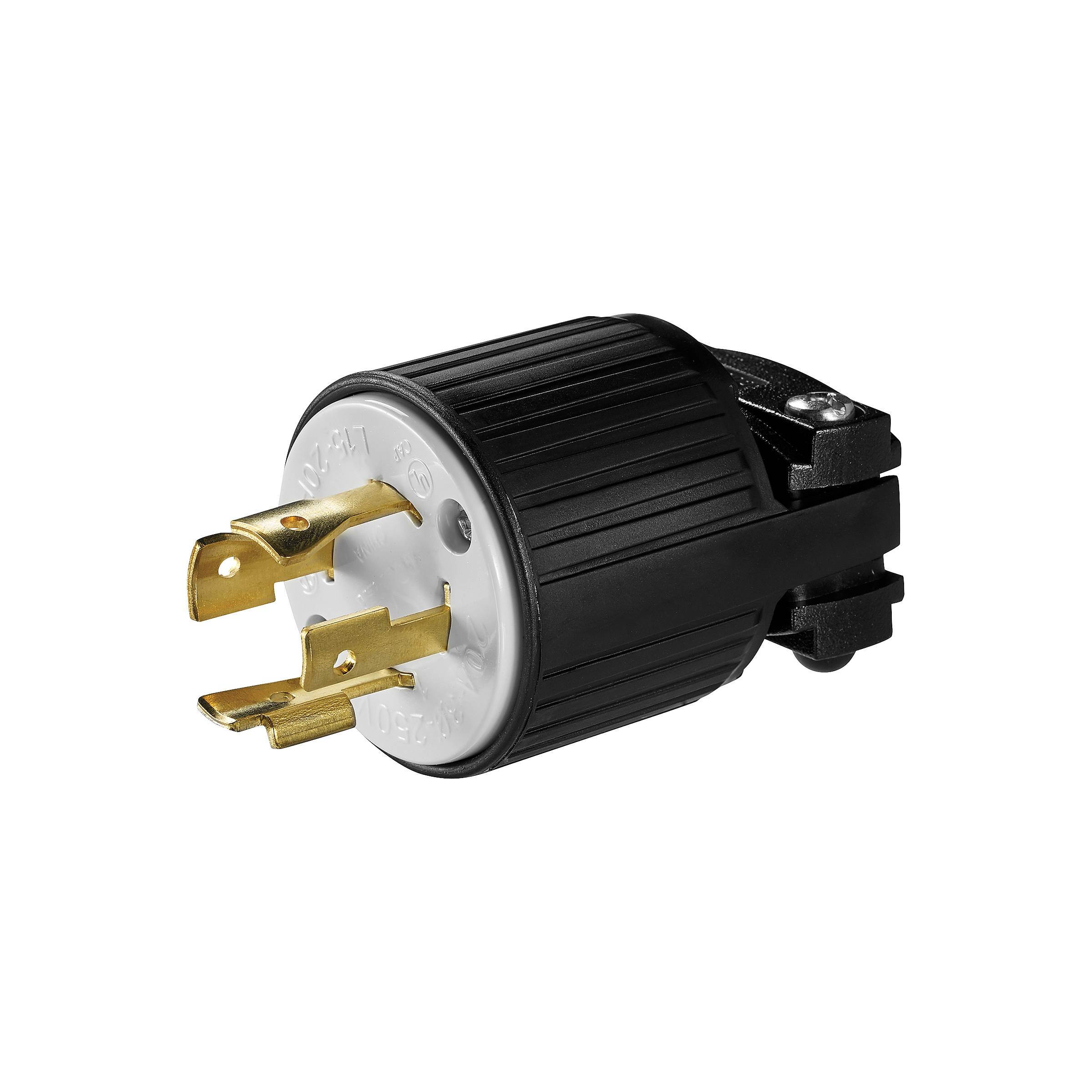 EATON Ultra Grip™ L1520P Ultra Grip Locking Plug, 250 V, 20 A, 3 Poles, 4 Wires, Black