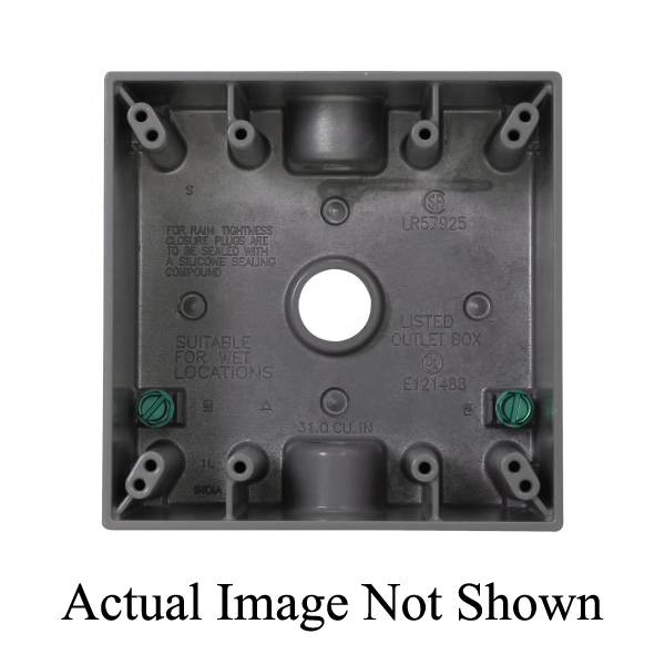 Crouse-Hinds TP7086 Corrosion-Resistant Weatherproof Outlet Box, Die-Cast Aluminum, 30.5 cu-in Capacity, 2 Gangs, 3 Outlets, 4-5/8 in W x 2 in D x 4-9/16 in H