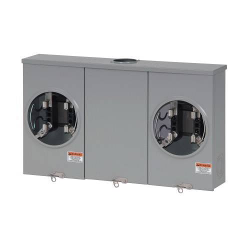 EATON 1009693CH 2-Position 3-Wire Horizontal Ganged Horn Bypass Meter Socket, 600 VAC, 100 A, 1 ph Phase