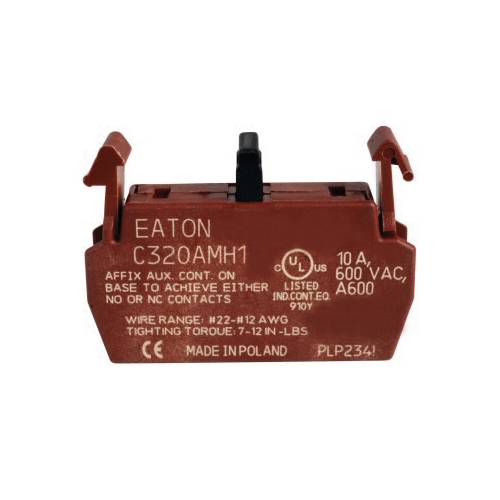 EATON C320AMH1 C30 1-Pole Auxiliary Contact, 1NO Contacts, Silver Cadmium Alloy