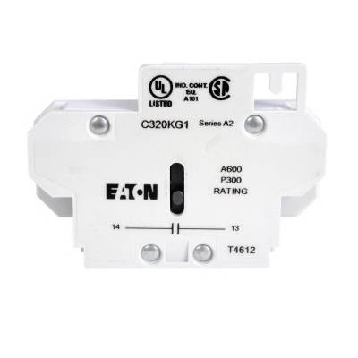 EATON C320KG13 Heavy Duty Auxiliary Contact Kit, 600 VAC, 10 A, 2 Contacts, Silver Cadmium Alloy