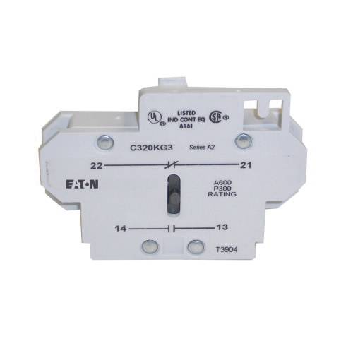 EATON C320KG2 Heavy Duty Auxiliary Contact, 600 VAC, 10 A, 1 Contacts, Silver Cadmium Alloy
