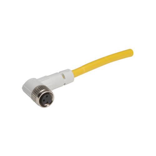 EATON CSNR3A3CY2402 Global Plus 3-Wire Single End Cable Connector, 3-Pin M8 Right Angle Female Connector, 6-1/2 ft L Cable, 3 Poles