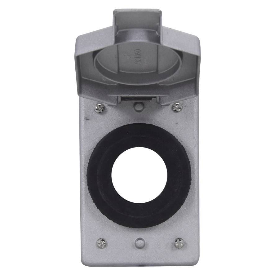 EATON WLRS1 WLRS Single Spring Door Cover, 1-3/8 in Dia, 2.91 in L x 1.16 in W x 4.44 in D, (1) Receptacle Cover, Copper-Free Aluminum