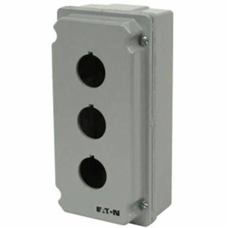 EATON 10250TN13 3-Element Heavy Duty Oiltight/Watertight Pushbutton Enclosure, 8.1 in L x 4.4 in W x 4.1 in D, 3 Outlets, NEMA 4/4X/12/13, Die Cast Zinc