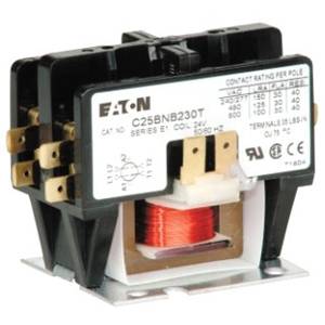 EATON C25BNB220A Compact Definite Purpose Contactor With Metal Mounting Plate, 110/120 VAC V Coil, 20/30 A, 2 Poles