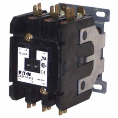 EATON C25FNF375T Definite Purpose Contactor, 24 VAC V Coil, 75 A Inductive/90 A Resistive, 3 Poles