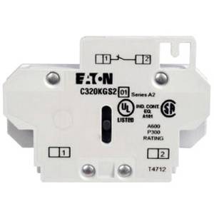 EATON C320KGS20 Auxiliary Contact, 250/600 VAC/VDC, 0.41 A, 1 Contacts, Silver Cadmium Alloy