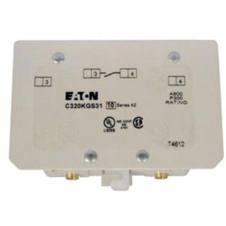 EATON C320KGS31 Base Auxiliary Contact, 250/600 VAC/VDC, 5/10 A, 1 Contacts, Silver Cadmium Alloy