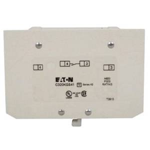 EATON C320KGS41 Base Auxiliary Contact, 250/600 VAC/VDC, 100/400 A, 1 Contacts, Silver Cadmium Alloy