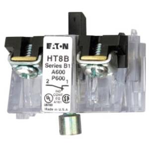 EATON HT8B HT800 Oil/Watertight Contact Block, 30.5 mm, 1NC Contact, 10 A at 600 VAC/VDC Contact, Momentary Action, Black