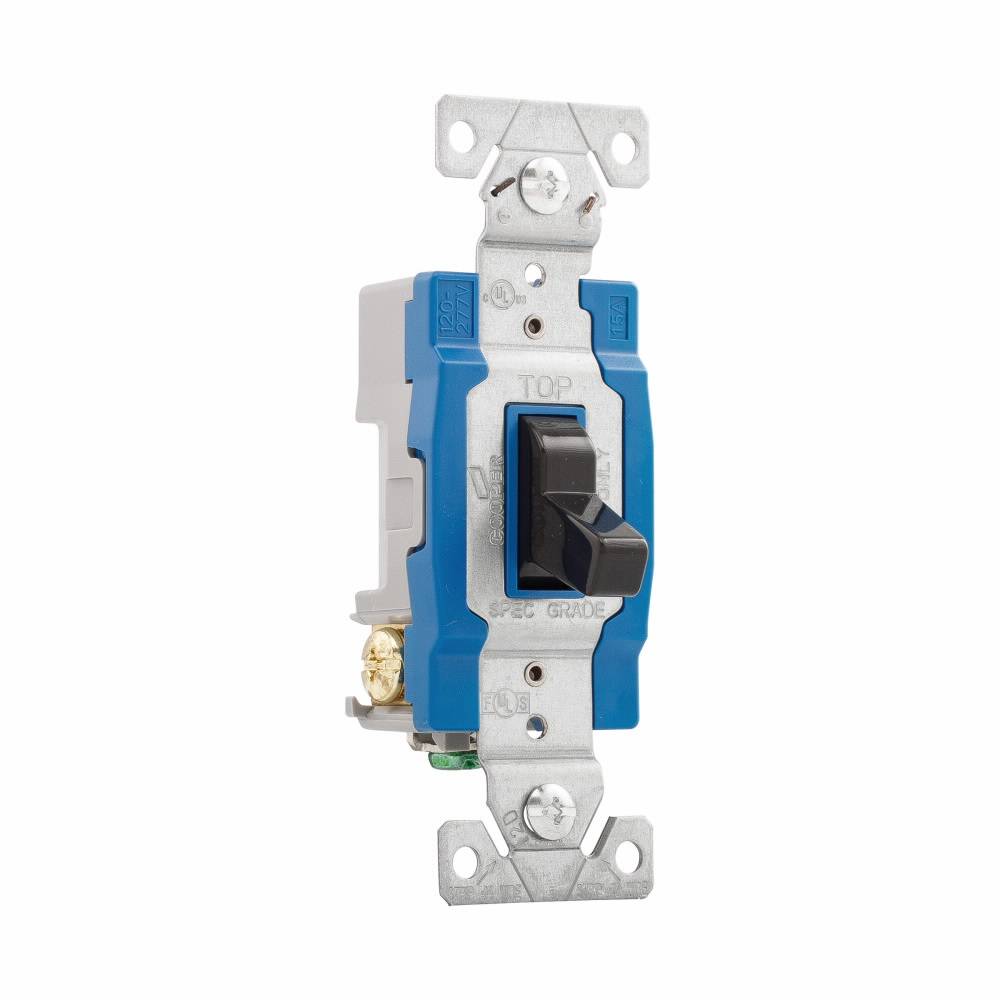 EATON Arrow Hart® 1203BK 1200 3-Way Construction Grade Toggle Switch, 120/277 VAC, 15 A, 1/2 hp
