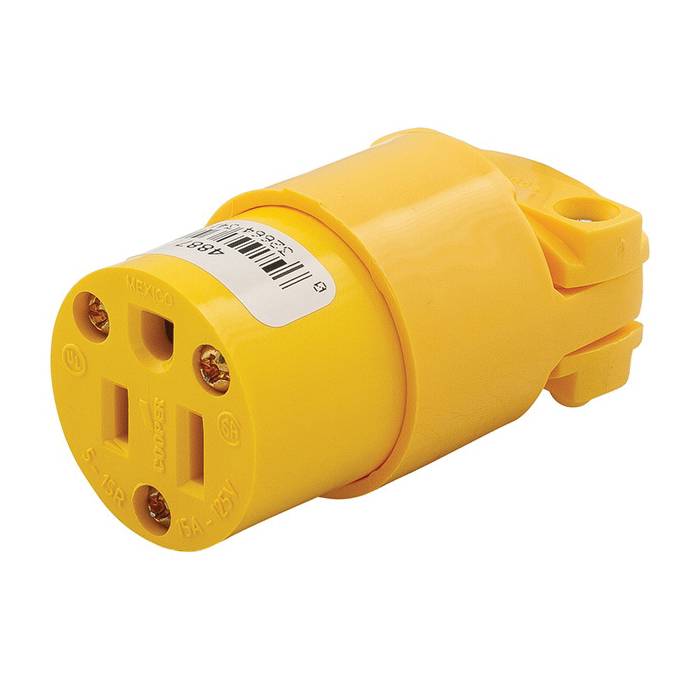 EATON Arrow Hart™ Eaton Wiring Devices 4887-BOX Straight Blade Connector, 125 VAC, 15 A, 2 Poles, 3 Wires, Yellow