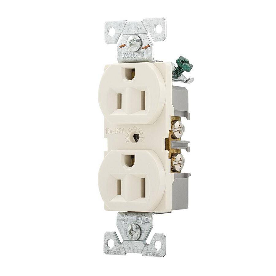 EATON Arrow Hart® 5262LA 5262 Duplex Grounding Standard Straight Blade Receptacle, 125 VAC, 15 A, 2 Poles, 3 Wires, Light Almond