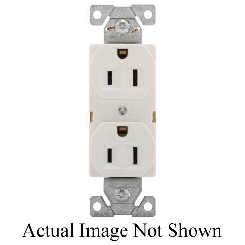 EATON Arrow Hart™ Eaton Wiring Devices 5262W Duplex Straight Blade Receptacle, 125 VAC, 15 A, 2 Poles, 3 Wires, White