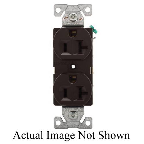 EATON Arrow Hart™ Eaton Wiring Devices 5362B Duplex Straight Blade Receptacle, 125 VAC, 20 A, 2 Poles, 3 Wires, Brown