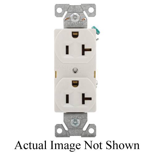 EATON Arrow Hart™ Eaton Wiring Devices 5362W Duplex Straight Blade Receptacle, 125 VAC, 20 A, 2 Poles, 3 Wires, White