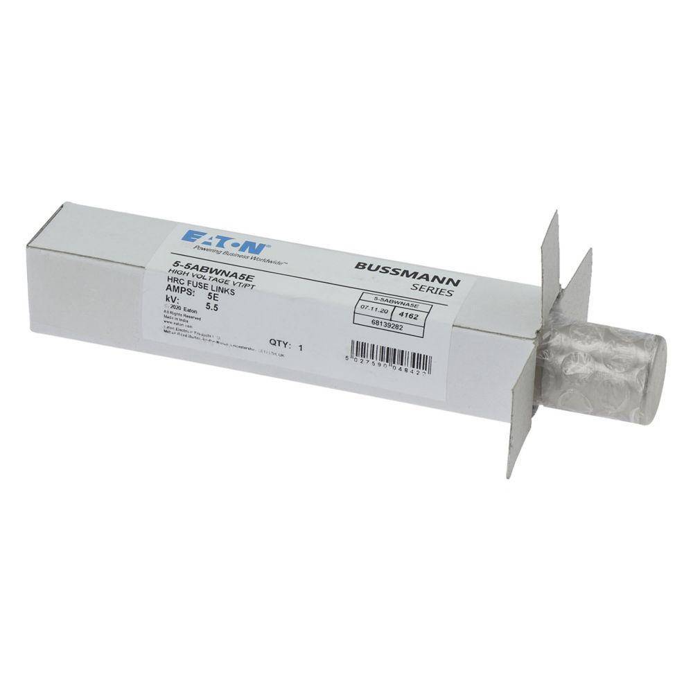 Bussmann 5.5ABWNA5E AB Series British Style Potential Transformer Fuse, 5 A, 5.5 kV, 50 kA Interrupt, Class: E, Cartridge Body