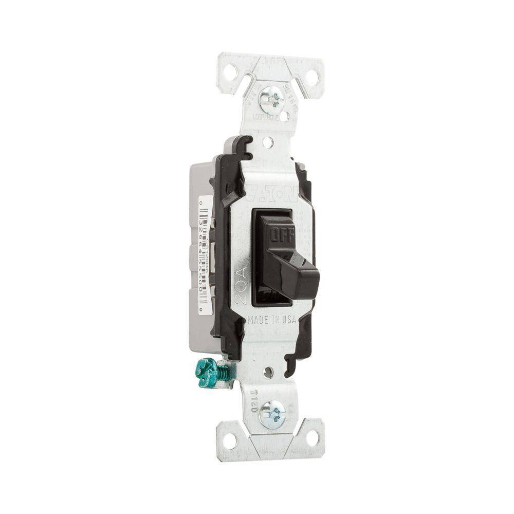 EATON Arrow Hart CS120BK Heavy Duty Specification Grade Toggle Switch, 120/277 V, 20 A, 1 hp Power Rating