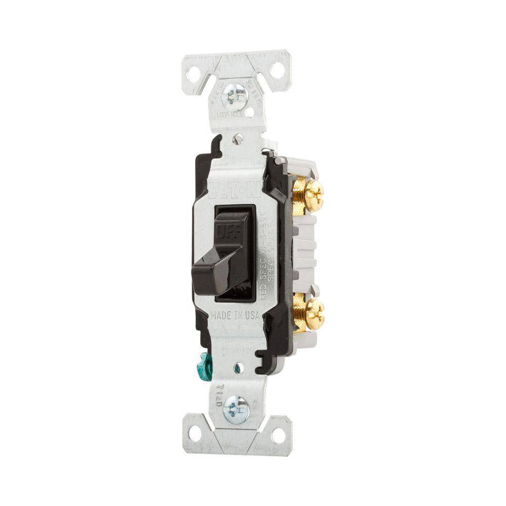 EATON Arrow Hart CS120BK Heavy Duty Specification Grade Toggle Switch, 120/277 V, 20 A, 1 hp Power Rating