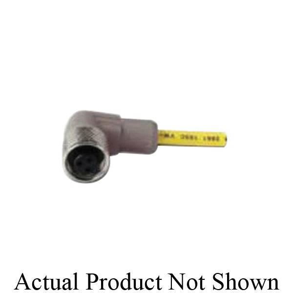 EATON CSAR4F4CB2202 Global Plus Cordset, 4-Pin AC Micro Right Angle Female Connector, 6-1/2 ft L Cable, Dual Keyway