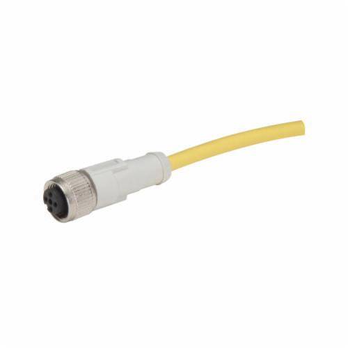 EATON CSDS4A4CY2202 Global Plus 4-Wire Single End Photoelectric Sensor Cable Connector, M12 4-Pin Micro-Style Female Connector, 6-1/2 ft L Cable, 4 Poles, 1 Keyway