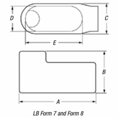 T&B® BlueKote® LB37 Type LB Conduit Body, 1 in Hub, Form 7 Form, 10.6 cu-in Capacity, Gray Iron, Epoxy Powder Coated/Zinc Plated