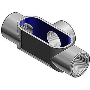 T&B® BlueKote® T37 Type T Conduit Body, 1 in Hub, Form 7 Form, 16.9 cu-in Capacity, Iron, Epoxy Powder Coated/Zinc Plated